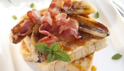 pain perdu aux lardons et fromage