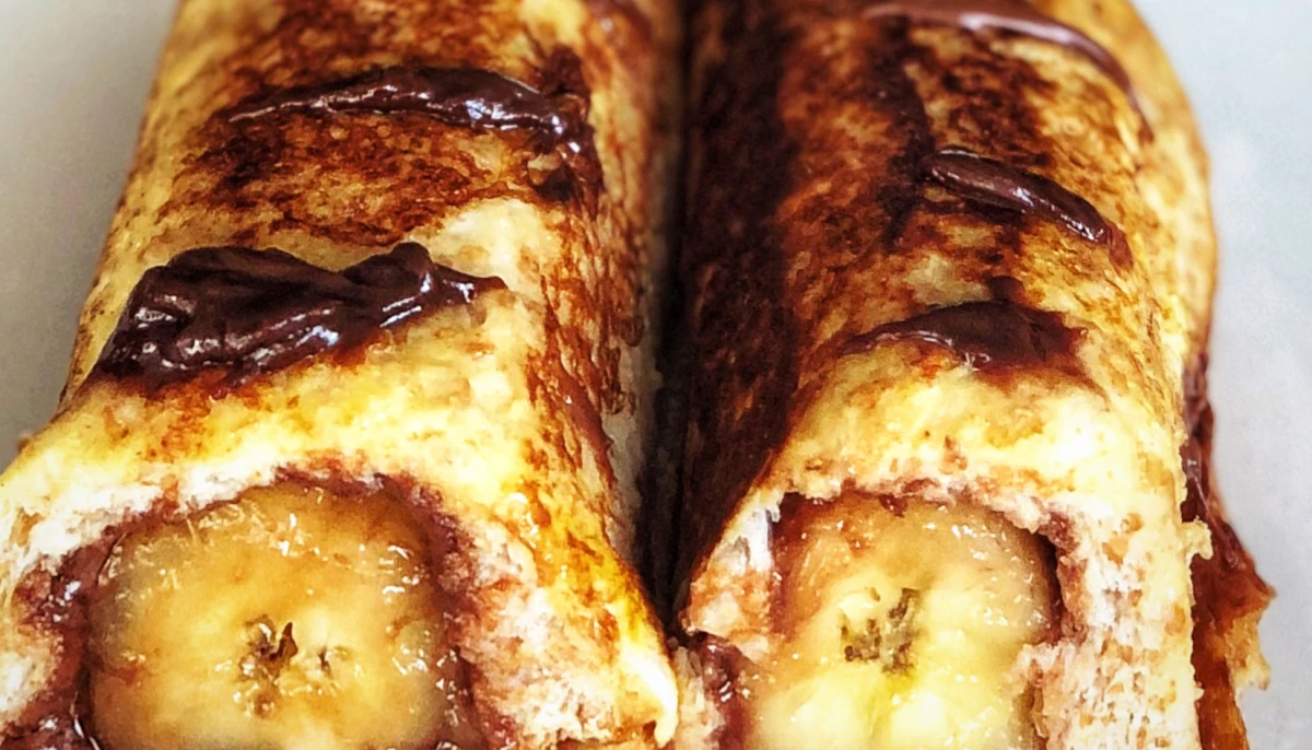 Pain perdu roulé banane chocolat