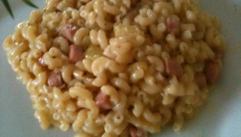 Pastasotto au jambon, courgette et chèvre