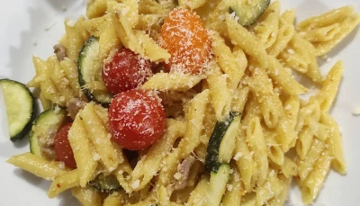 Pastasotto Courgettes Tomates Lardons