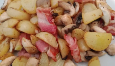 Patate Lard Champignons en 1 poêlée