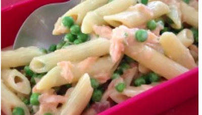 PATES AU SAUMON FUMÉ ET PETITS POIS