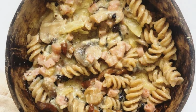 Pâtes carbonara light aux champignons