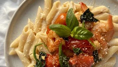 Pâtes crémeuses au citron et crevettes