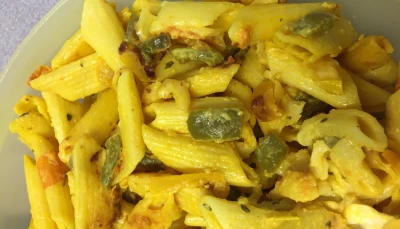 Pâtes poivron et chèvre épicé