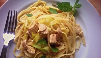Pâtes thon, courgettes & menthe