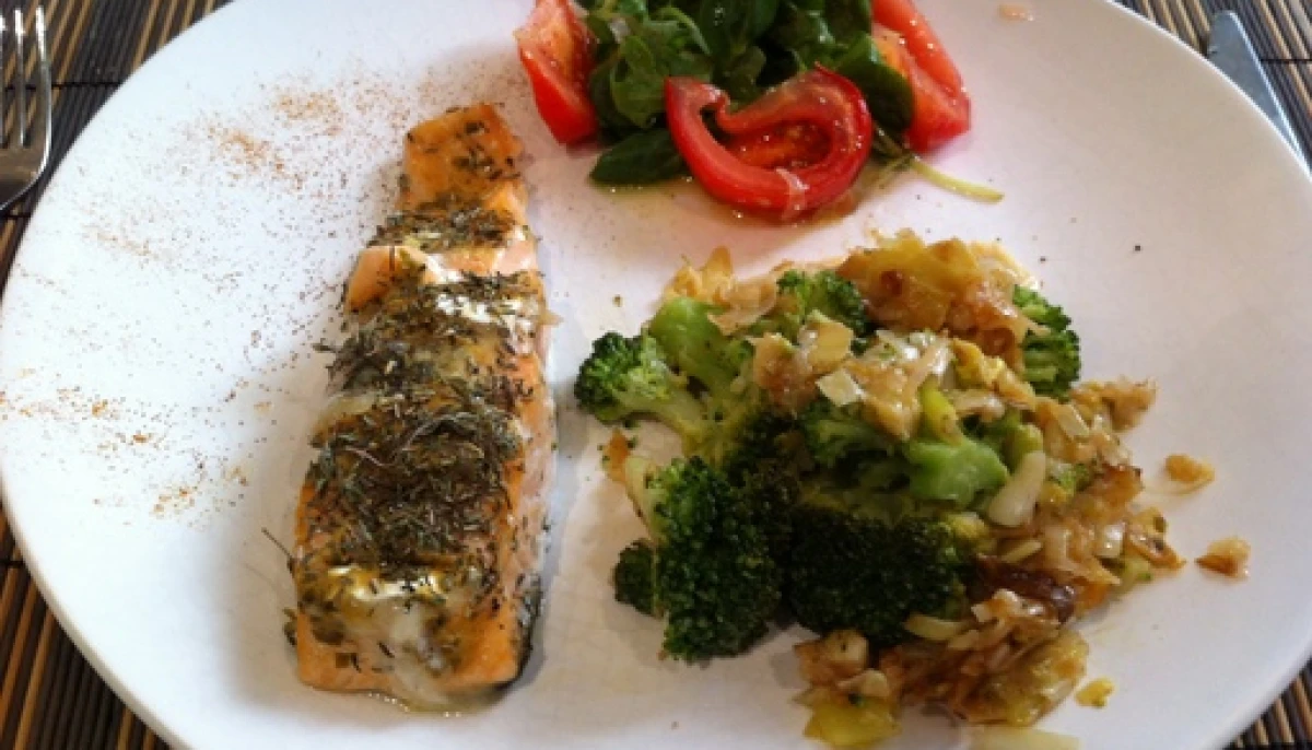 Pavé de saumon au chèvre / moutarde