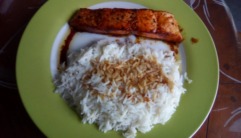 Pavé de saumon sauce balsamique avec riz basmati