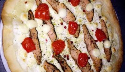 Pizza saumon fumé citron aneth