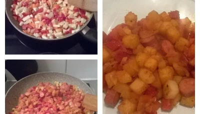 Poêlée de légumes et knacki