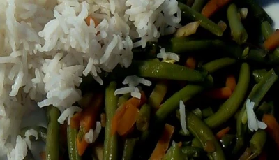 poelée de légumes, riz, oeuf