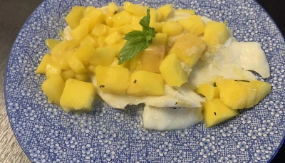 Poisson blanc en papillote à la mangue