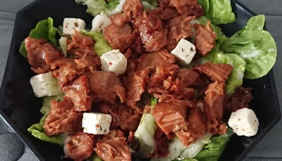 Porc confit et salade feta