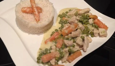 Poulet aux petits pois/carottes