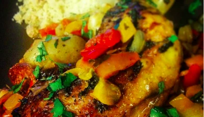 Poulet poivron au chorizo croustillant