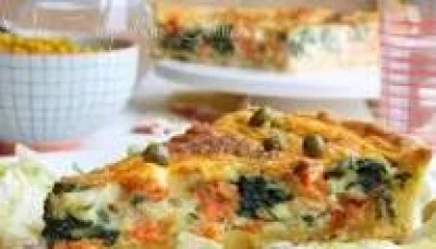 quiche aux épinards, saumon et chèvre