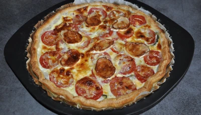 Quiche moutarde tomate chèvre