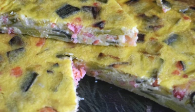 Quiche sans pâte poireaux saumon fumé