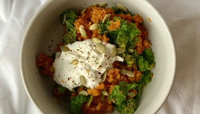 Quinoa de courge, kale & burrata