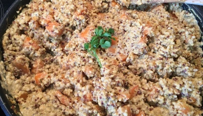 Quinoa, patate douce au lait de coco et curry