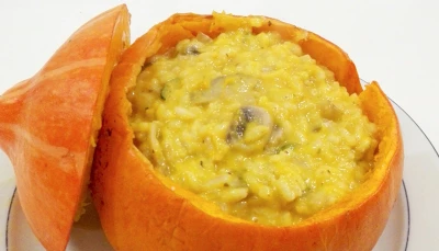 Risotto au potimarron et aux champignons