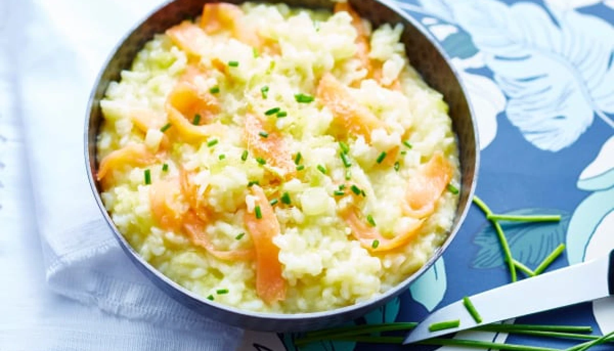 Risotto au saumon et poireau
