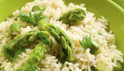 Risotto aux asperges/ courgette et gongorzola