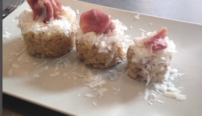 Risotto aux champignons et jambon de parme