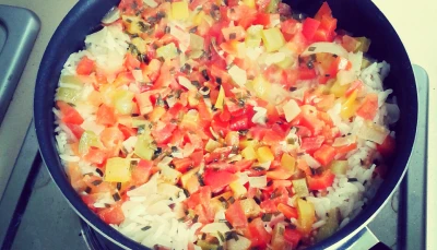 Risotto aux poivrons et tomates