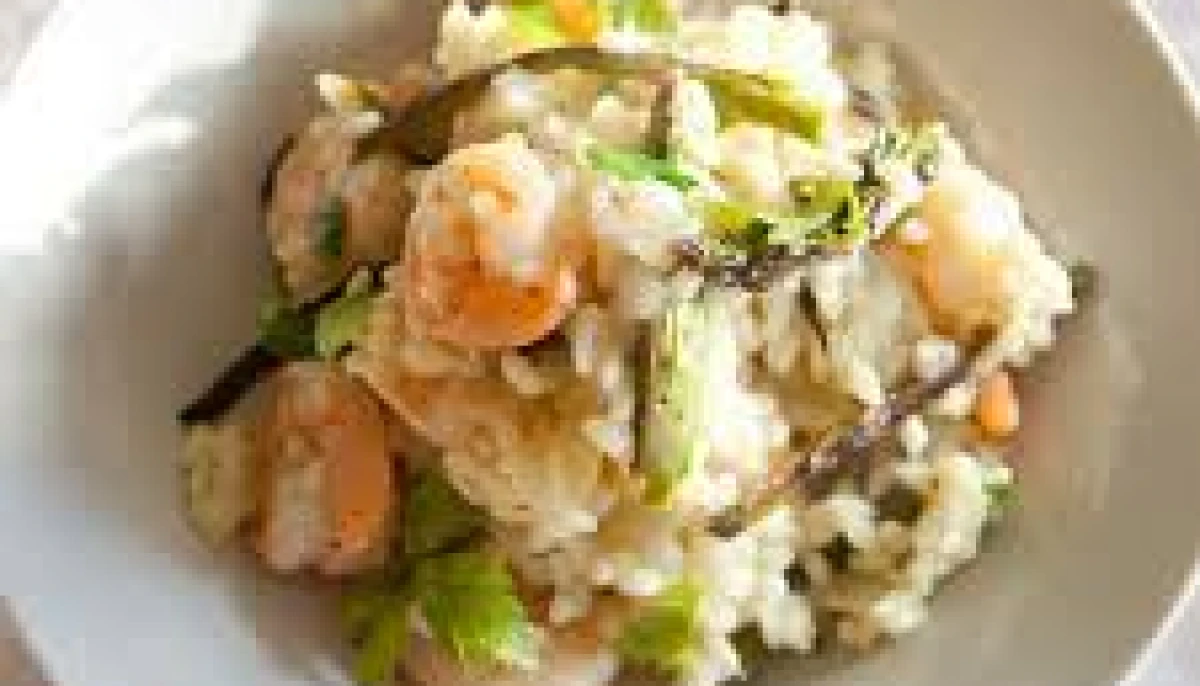 Risotto crevettes et poireaux