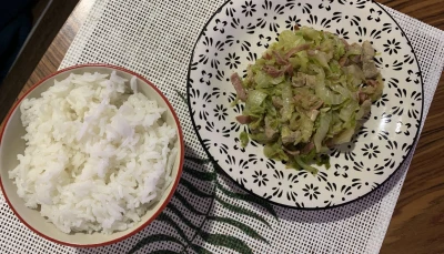 Riz blanc et chou chinois