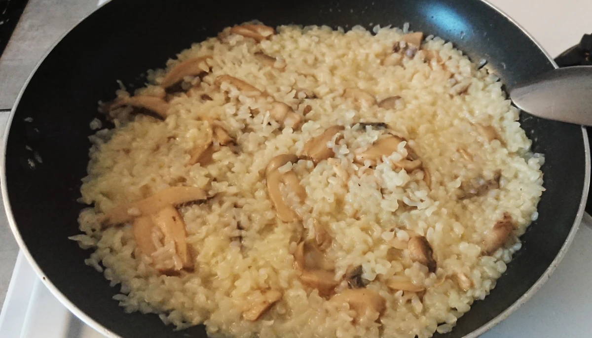 Riz de konjac sauce crème coco champignons