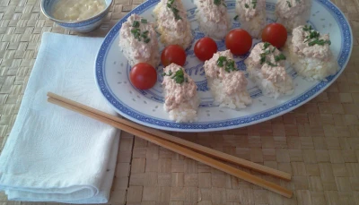 riz thon et mayo,façon sushis
