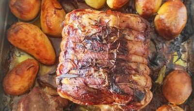 Rôti de porc pommes de terre rôties
