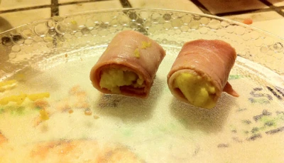 Roulés de jambon purée