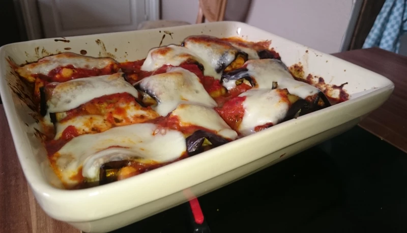 Roulés de poulet, aubergines et mozzarela