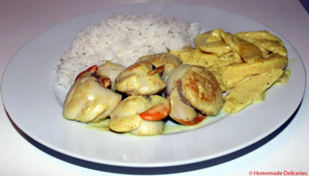 Saint-Jacques & pommes au lait de coco, curry