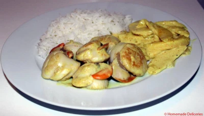 Saint-Jacques & pommes au lait de coco, curry