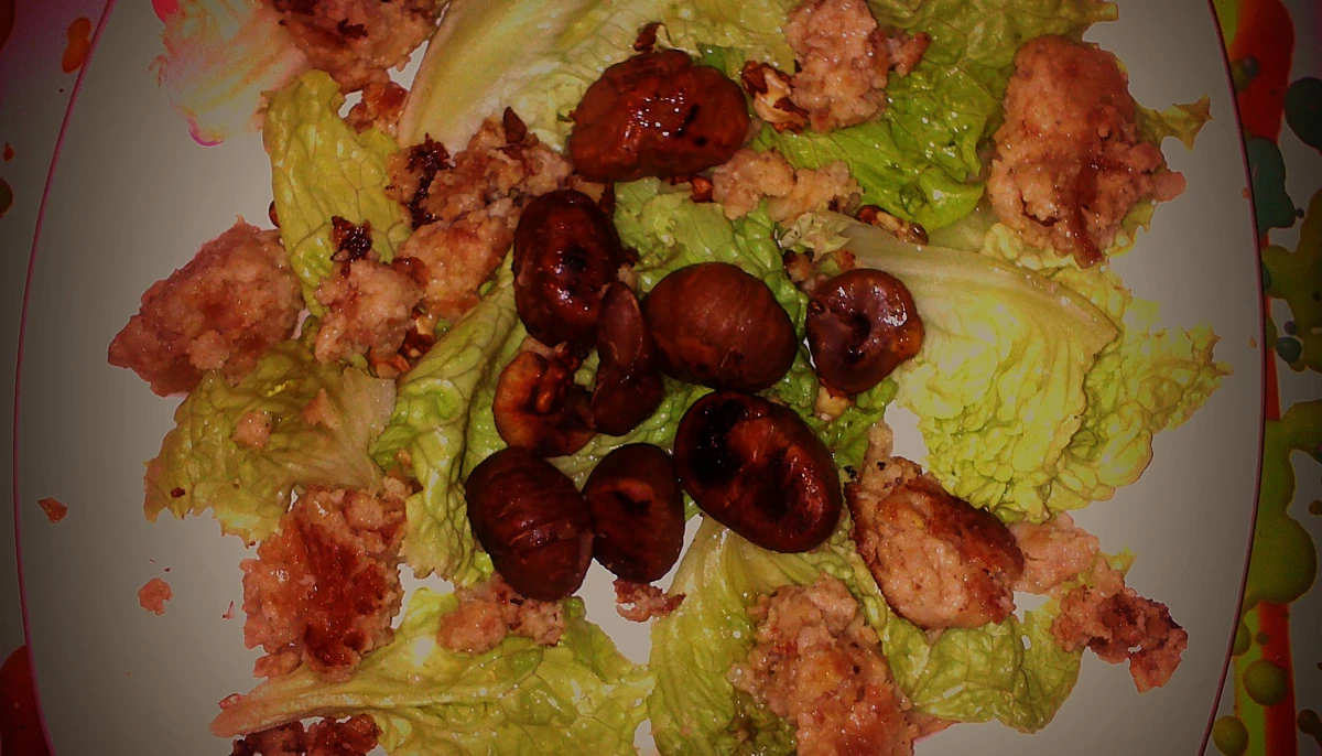 Salade de boudin blanc, marrons et noix