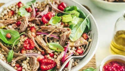 Salade tiède de sarrasin au confit de canard