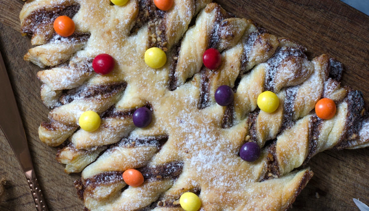 Sapin feuilleté chocolat-Smarties