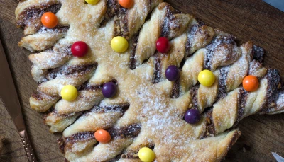 Sapin feuilleté chocolat-Smarties