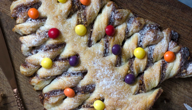 Sapin feuilleté chocolat-Smarties