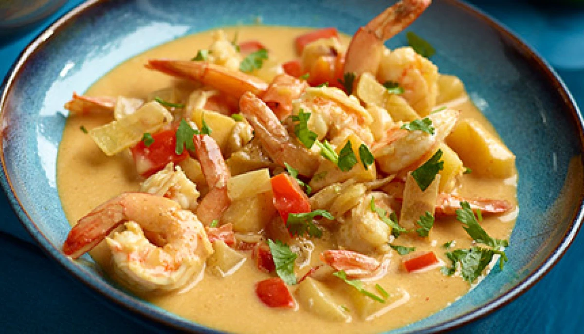 Scampis au curry et poivron rouge