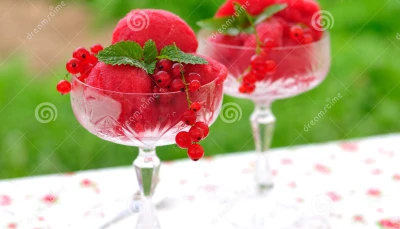 sorbet aux groseilles avec une sorbetière