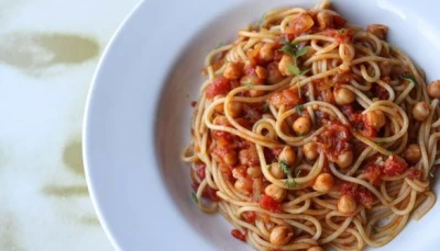 Spaghetti aux pois chiches