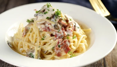Spaghetti sauce champignons-lardons