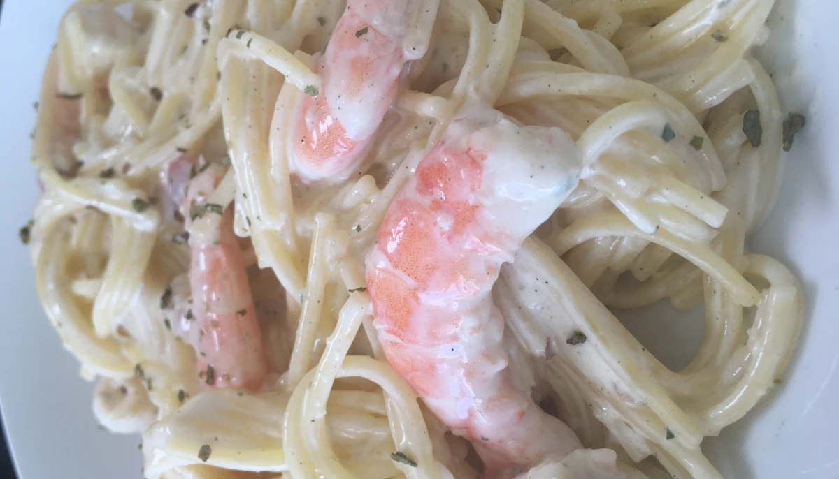 spaghettis aux crevettes sauce boursin