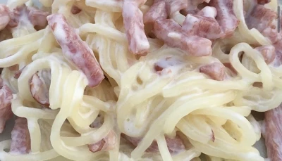 Spaghettis de Konjac à la carbonara