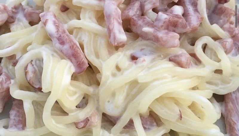 Spaghettis de Konjac à la carbonara